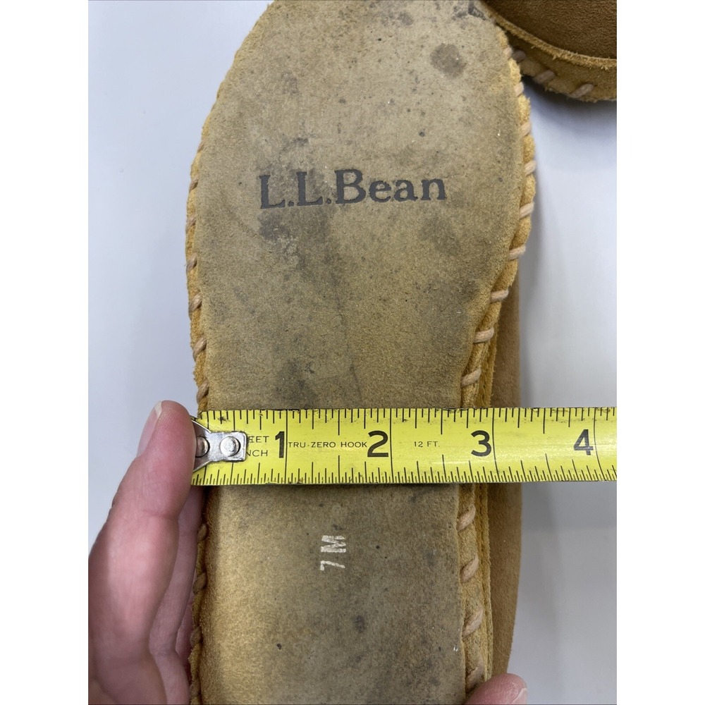 LL Bean Wicked Good Moccasins Suede Shearling Slippers Women's Size US 7 Medium - Picture 15 of 15